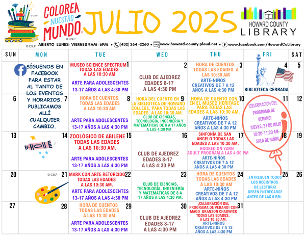 Calendario Julio 2025