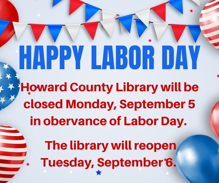 Library will be closed September 5th for Labor Day
